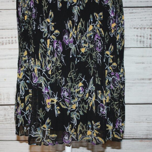 Halogen Black Floral Pleated Sleeveless Shell Office Casual Blouse Size … - Picture 3 of 6